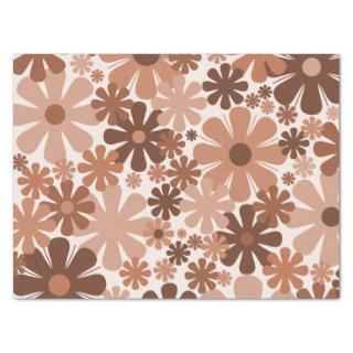 Retro 60s 70s Aesthetic Floral Pattern in Brown Tissue Paper