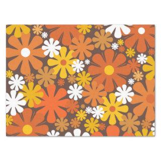 Retro 60s 70s Floral Pattern Orange and Brown Tissue Paper