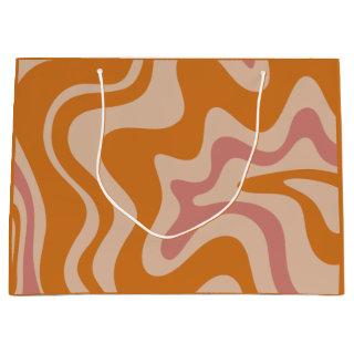 Retro 60s 70s Psychedelic Swirls Orange Pink Large Gift Bag