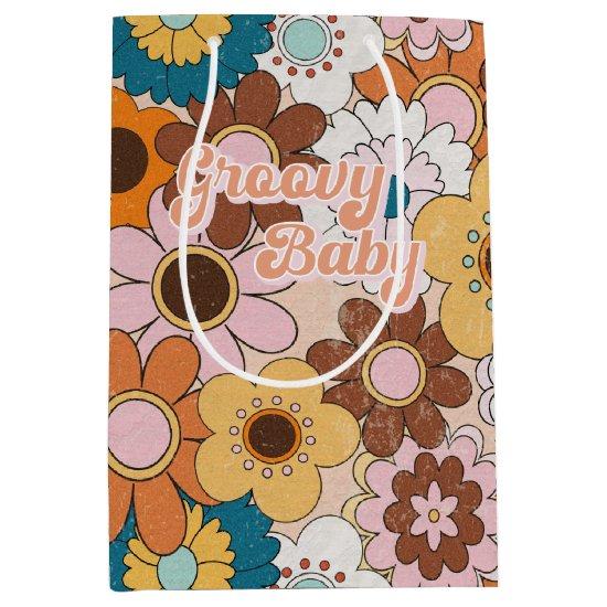 Retro 70s Daisy Groovy Baby Floral Vintage 60s Medium Gift Bag