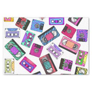 Retro 80's 90's Neon Patterned Cassette Tapes Tissue Paper
