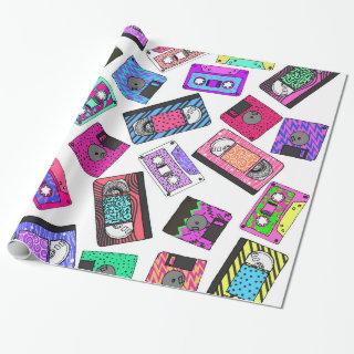 Retro 80's 90's Neon Patterned Cassette Tapes