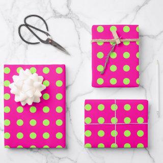 Retro 80s Dots Pattern in Hot Pink and Chartreuse  Sheets
