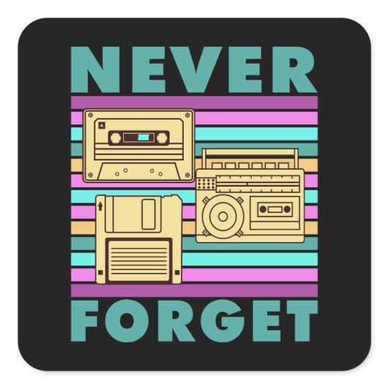 Retro 80s Technology Floppy Disk Boom Box Gen X Square Sticker
