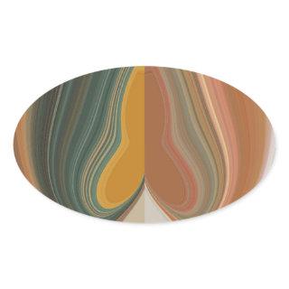 Retro Abstract Art Print Oval Sticker