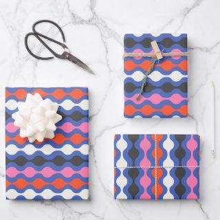 Retro Abstract Stripes in Bright Blue and Pink  Sheets