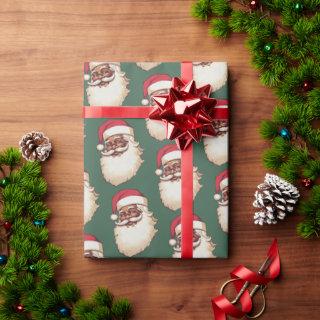 Retro African American Black Santa face Christmas