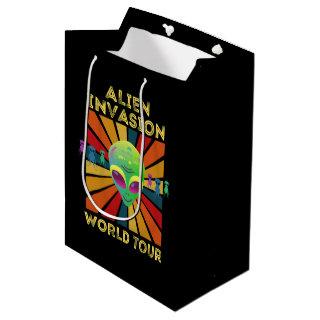 Retro Alien Invasion World Tour Colorful and Black Medium Gift Bag