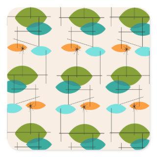 Retro Atomic Mobile Pattern Square Stickers