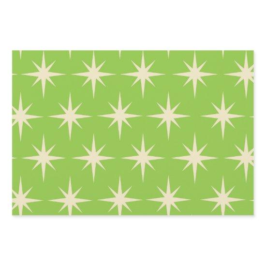 Retro Atomic stars pattern on lime green    Sheets