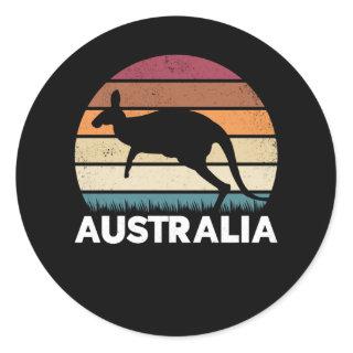 Retro Australian Animal jumping Kangaroo Classic Round Sticker