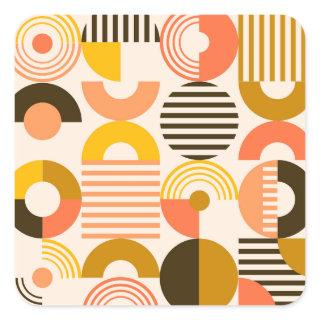 Retro Bauhaus Modern Art Circle Pattern Square Sticker