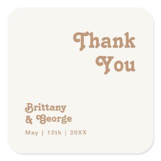 Retro Beach | Ivory Thank You Wedding Favor Square Sticker