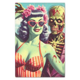 Retro Beach Zombie Pin-Up Tissue Paper