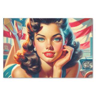 Retro Beautiful American Girl Tissue Paper