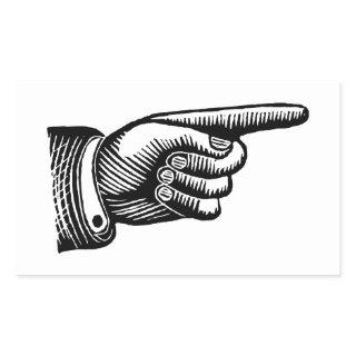 Retro Black and White Pointing Finger Rectangular Sticker