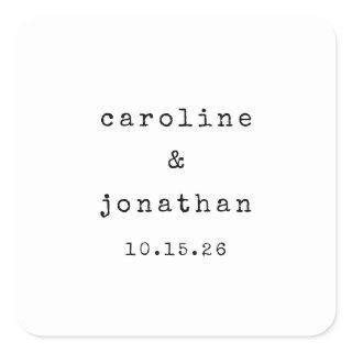 Retro Black and White Typewriter Custom Wedding Square Sticker
