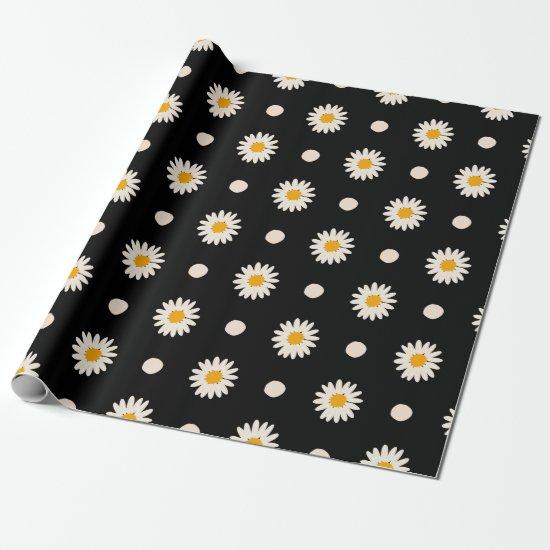 Retro Black Daisy Floral Pattern