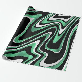 Retro Black Green Wavy Lines Modern Design