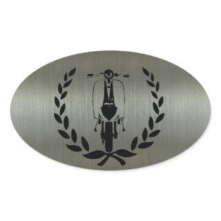 Retro Black Scooter inside laurel Oval Sticker