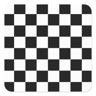 Retro Black/White Contrast Checkerboard Pattern Square Sticker