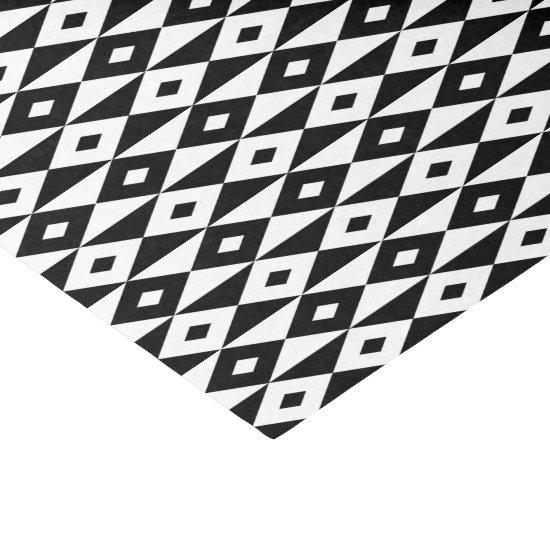 Retro Black White Diamond Shape Modern Pattern Tissue Paper