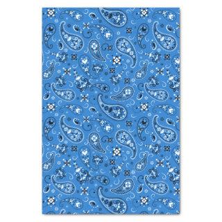 Retro Blue Paisley Bandana Pattern Tissue Paper