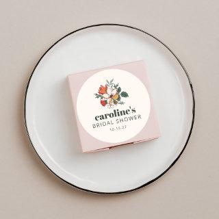 Retro Bohemian Floral Nouveau Bridal Shower Custom Classic Round Sticker