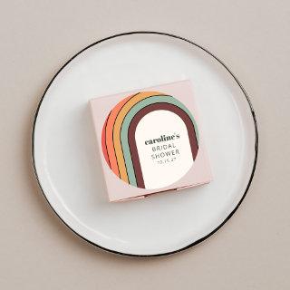 Retro Bohemian Rainbow Unique Bridal Shower Custom Classic Round Sticker