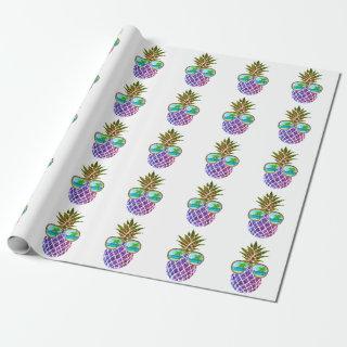Retro boho pineapple with sunglasses