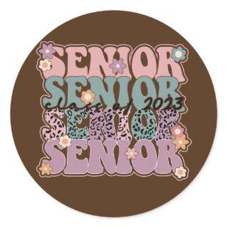 Retro Boho Senior 2023 Class Of 2023 Graduation Classic Round Sticker
