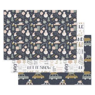 Retro Boho Vintage Car and Christmas Tree Pattern  Sheets