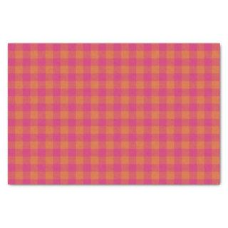 Retro Buffalo Plaid Tartan Pattern Pink and Orange Tissue Paper