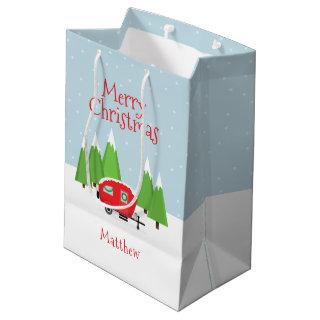 Retro Camper Christmas Medium Gift Bag