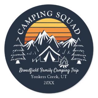 Retro Camping Squad Family Vacation Road Trip Classic Round Sticker