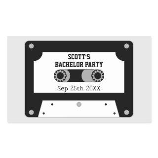 Retro Cassette Tape Black And White Bachelor Party Rectangular Sticker