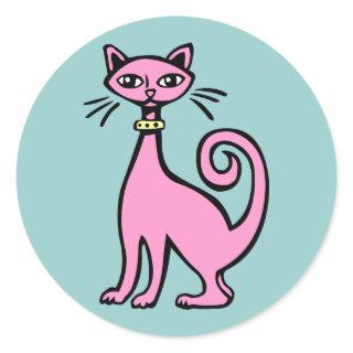Retro Cat - Customized Classic Round Sticker