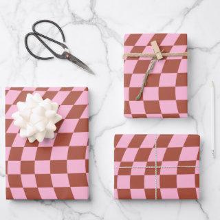 Retro Check Pattern Pink And Brown Checkerboard  Sheets