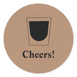 Retro Cheers Tag, Drink, Old Fashioned Glass Classic Round Sticker