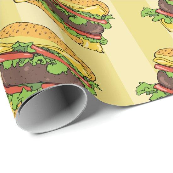 Retro Cheese Burger Graphic Food Pattern