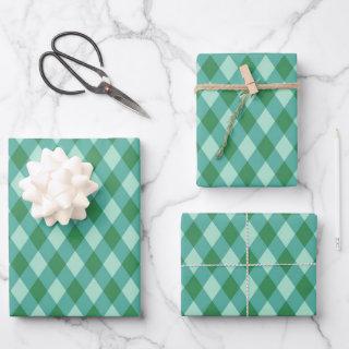 Retro Christmas Diamond Plaid - Green & Turquoise  Sheets