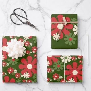 Retro Christmas Flowers 60s 70s Floral Patterns  Sheets