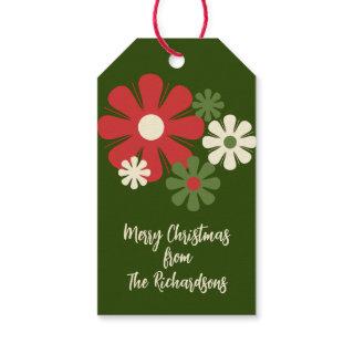 Retro Christmas Flowers Personalized 60s 70s  Gift Tags
