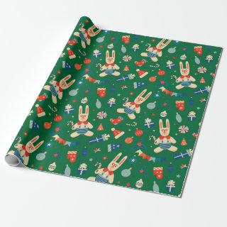 Retro Christmas Pattern with Decorations and Candy