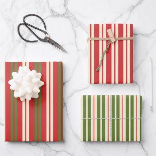 Retro Christmas Stripes Green Red Cream  Sheets
