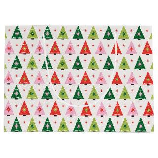 Retro Christmas Trees  Sheets Large Gift Bag