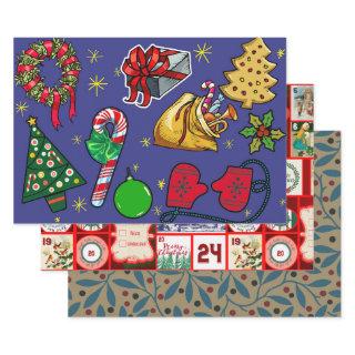 Retro Christmas Vintage Colorful Blue Red Green  Sheets