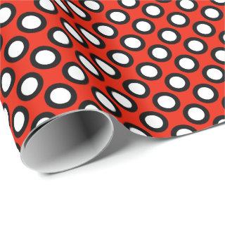 Retro circled dots, red, black and white