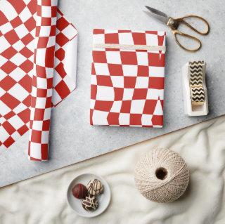 Retro Circus 70s trippy red wavy checkered Pattern