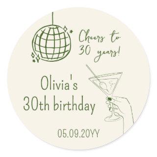 Retro Cocktail Birthday Party fancy Classic Round Sticker